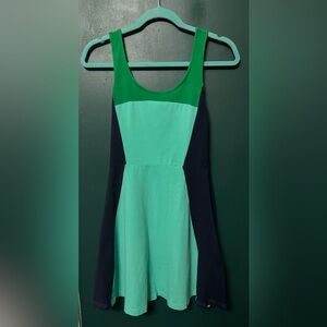 Green and Black Colorblock Dress